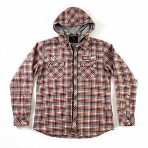 Red Diamond Lee Cooper Men’s XL Plaid Hooded Flannel Shacket Zip Button Jacket